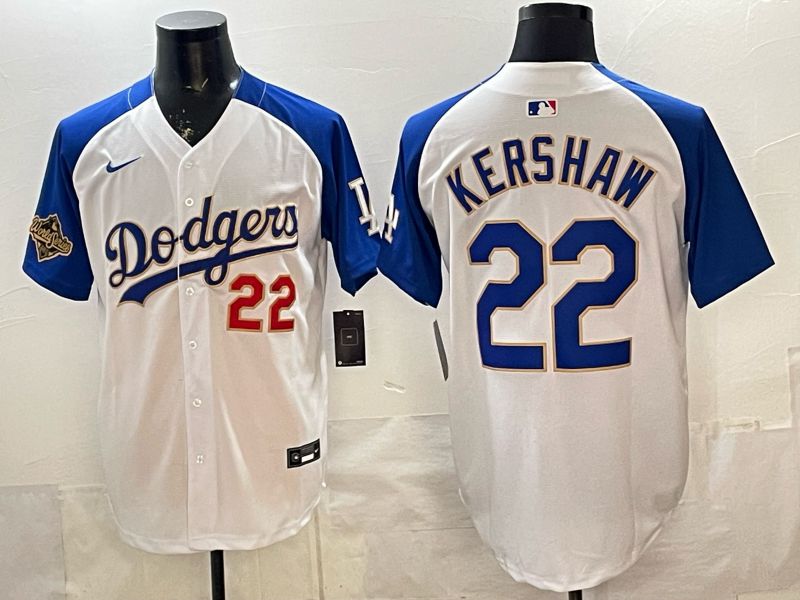 Men Los Angeles Dodgers #22 Kershaw White blue Game 2026 Nike MLB Jersey style 0064